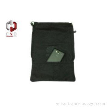 Mobile Phone Black Velvet Drawstring Bag With Bell Promotio